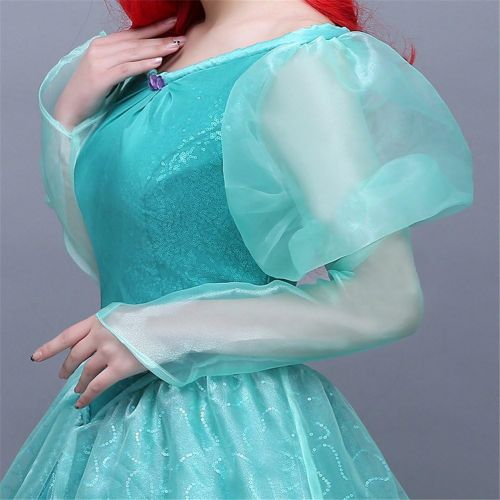  COSKING Mermaid Princess Costume for Women, Deluxe Halloween Ariel Cosplay Dress Green