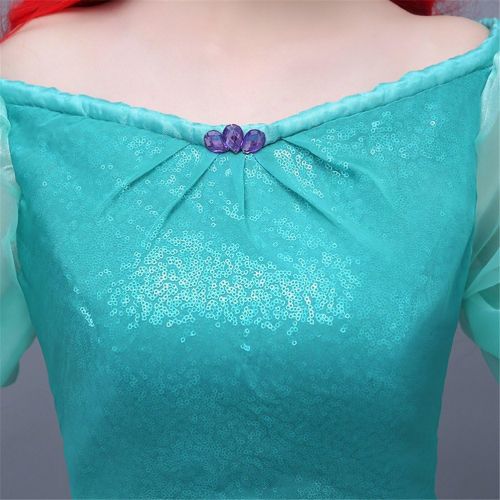  COSKING Mermaid Princess Costume for Women, Deluxe Halloween Ariel Cosplay Dress Green