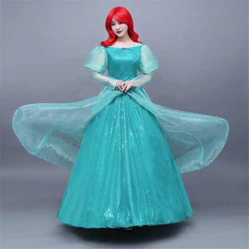  COSKING Mermaid Princess Costume for Women, Deluxe Halloween Ariel Cosplay Dress Green