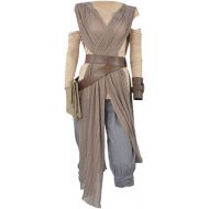 COSKING Rey Costume for Women Episode VII, Deluxe Halloween Cosplay Outfit