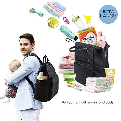  COSMOPLUS Cosmoplus Baby Diaper Bags Backpack, Black,BJ02