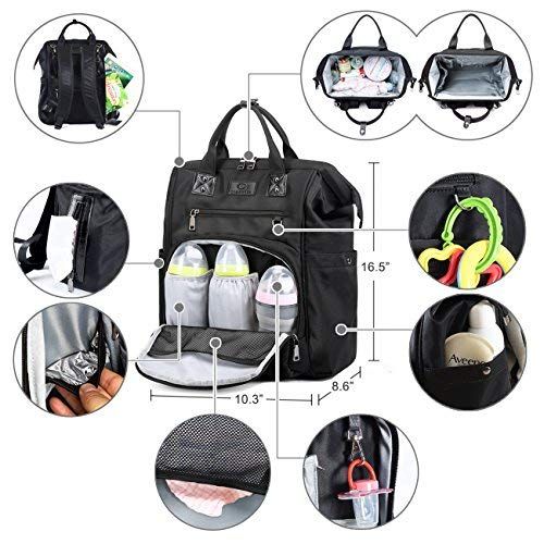  COSMOPLUS Cosmoplus Baby Diaper Bags Backpack, Black,BJ02