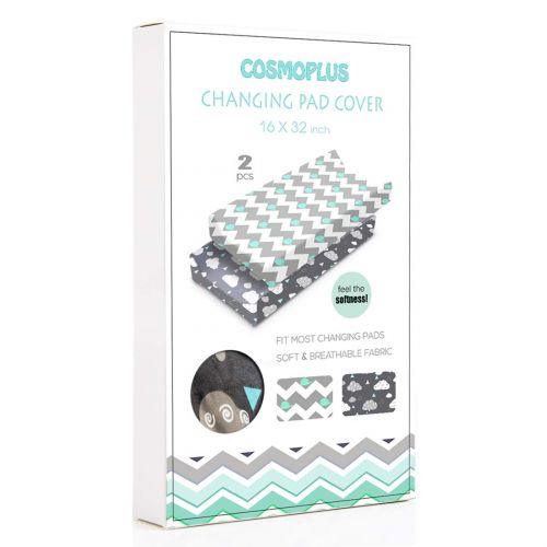  [아마존베스트]COSMOPLUS Stretch Fitted Changing Pad Cover -2 Pack Stretchy Changing Table Pad Covers for Boys Girls, Whale/Cloud