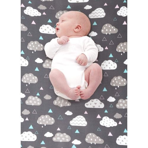  [아마존베스트]COSMOPLUS Knitted Crib Sheet Set -2 Pack Stretchy Crib Sheets for Boys Girls,Universal Knit Fitted for Standard Baby Toddler Crib,Whale/Cloud