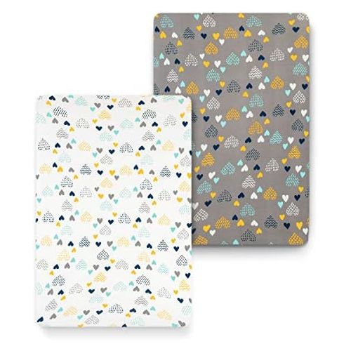  [아마존베스트]COSMOPLUS Stretch Fitted Pack n Play Playard Sheets - 2 Pack for Mini Crib Sheet Set,Pack n Play...