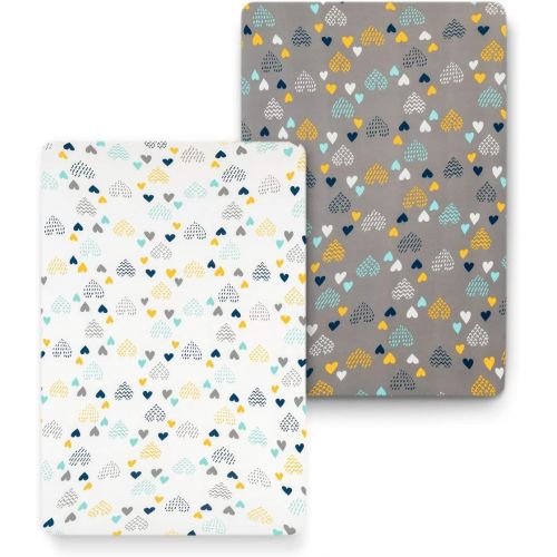  [아마존베스트]COSMOPLUS Stretch Fitted Pack n Play Playard Sheets - 2 Pack for Mini Crib Sheet Set,Pack n Play...