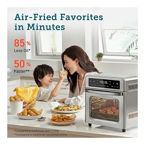  COSORI Air Fryer Toaster Oven, 13 Qt Fits 4 lbs Chicken, 11-in-1 Functions for Small Kitchen Countertop, with Rotisserie, Dehydrate, Bake, Roast, Reheat, In APP Recipes & 6 Accessories, Silver