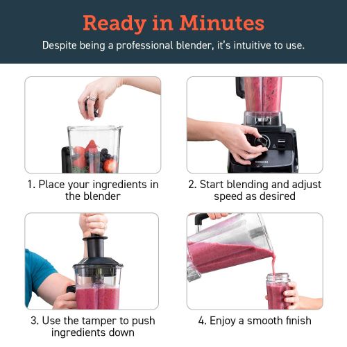  COSORI Blender for Shakes and Smoothies(50 Recipes),Smoothie Blender Weight Loss Juicer Margarita Machine 1400W,60oz Container and 20oz Travel Bottle,Dishwasher-safe,2-Year Warrant