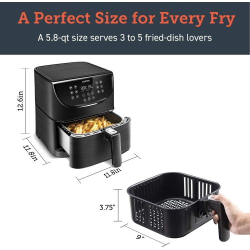  Amazon and ships from Amazon Fulfillment. COSORI Air Fryer,Max XL 5.8 Quart,1700-Watt Electric Hot Air Fryers Oven & Oilless Cooker for Roasting,LED Digital Touchscreen w/11 Presets,Nonstick Basket,2-Year Warranty,ETL/UL L