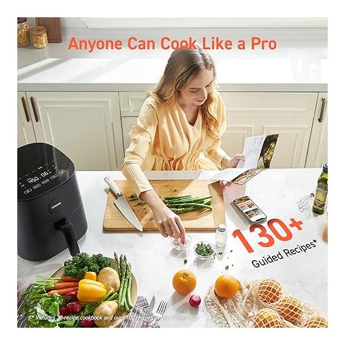  COSORI Air Fryer 5 Qt, 9 Custom Functions, Nutrition Facts for 100+ In-App Recipes, Max 450℉ Fast Cook, for Main & Side Dishes, Snacks, Leftovers, 85% Less Fat, Perfect for Small Family, Pro LE, Gray