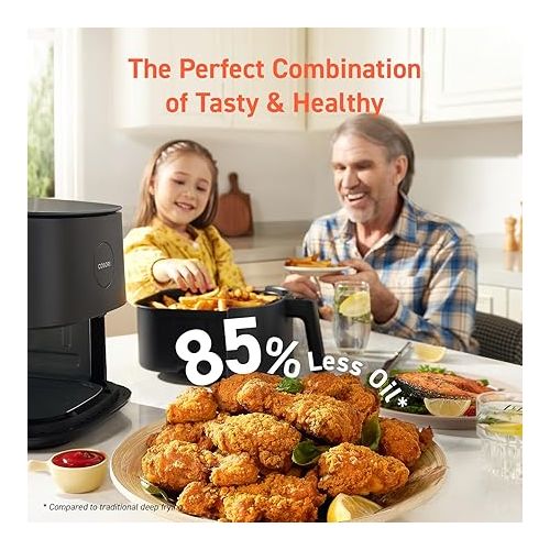  COSORI Air Fryer 5 Qt, 9 Custom Functions, Nutrition Facts for 100+ In-App Recipes, Max 450℉ Fast Cook, for Main & Side Dishes, Snacks, Leftovers, 85% Less Fat, Perfect for Small Family, Pro LE, Gray