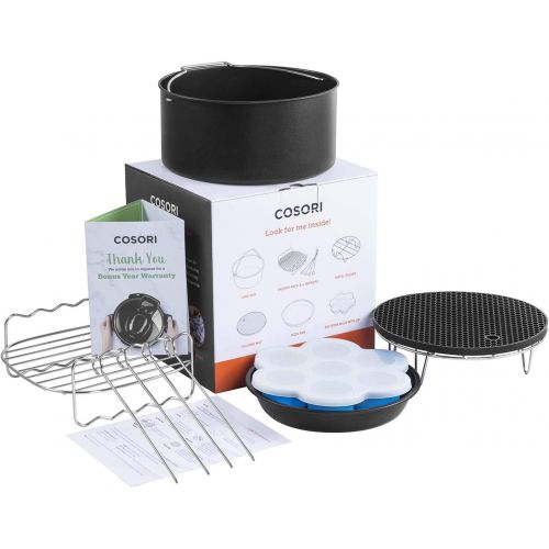  Cosori Heissluftfritteuse Zubehoer, Sechsteiliges Zubehoerset fuer 3,5 Liter Fritteusen Air Fyer, Backform, Pizza Pan, Grillrost, Dampfen Rack, Silikonmatte, Muffinform, C137-6AC