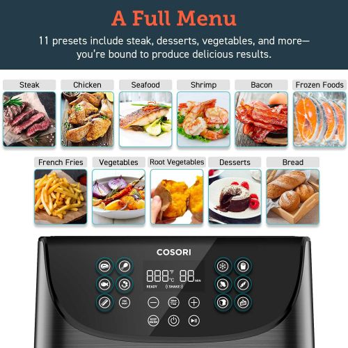  [아마존 핫딜]  [아마존핫딜]COSORI Air Fryer(100 Free Recipes Book), 1500-Watt Programmable Base for Air Frying, Roasting & Keep Warm, Electric Hot Oven Oilless Cooker,11 Cooking Presets, LED Touch Screen,2-Y