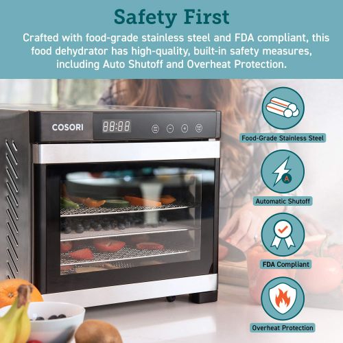  [아마존 핫딜]  [아마존핫딜]COSORI Premium Food Dehydrator Machine(50 Free Recipe Book), 6 Stainless Steel Trays w/Digital Timer & Thermostat Preset for Beef,Jerky,Fruit,Dog Treats,Herbs,2 Year Warranty,ETL L