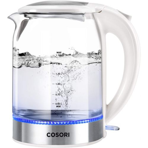  [아마존 핫딜]  [아마존핫딜]COSORI 1.7L Electric Kettle with Upgraded 100% Stainless Steel Filter,Inner Lid & Bottom,Glass Water Boiler & Tea Heater with LED Indicator, Auto Shut-Off&Boil-Dry Protection, BPA