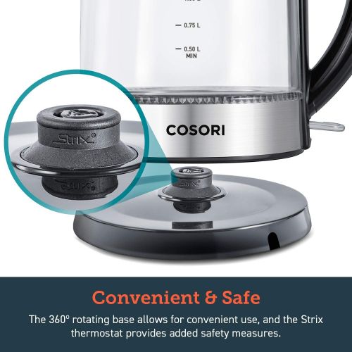  [아마존 핫딜] [아마존핫딜]COSORI 1.7L Electric Kettle with Upgraded 100% Stainless Steel Filter,Inner Lid & Bottom,Glass Water Boiler & Tea Heater with LED Indicator, Auto Shut-Off&Boil-Dry Protection, BPA