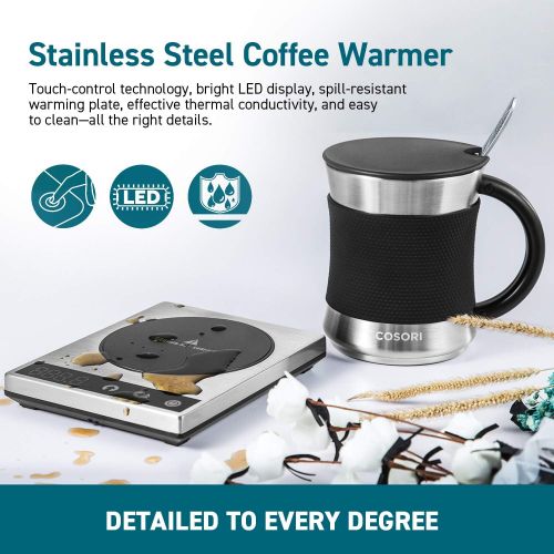  [아마존핫딜][아마존 핫딜] COSORI Cosori Coffee Mug Warmer & Mug Set Premium 24Watt Stainless Steel, Best Gift Idea, Office/Home Use Electric Cup BeveragePlate,Water,Cocoa,Milk