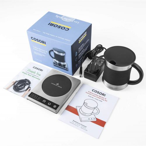  [아마존핫딜][아마존 핫딜] COSORI Cosori Coffee Mug Warmer & Mug Set Premium 24Watt Stainless Steel, Best Gift Idea, Office/Home Use Electric Cup BeveragePlate,Water,Cocoa,Milk