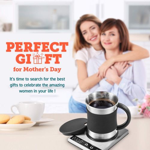 [아마존핫딜][아마존 핫딜] COSORI Cosori Coffee Mug Warmer & Mug Set Premium 24Watt Stainless Steel, Best Gift Idea, Office/Home Use Electric Cup BeveragePlate,Water,Cocoa,Milk