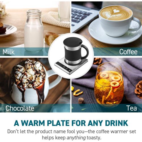  [아마존핫딜][아마존 핫딜] COSORI Cosori Coffee Mug Warmer & Mug Set Premium 24Watt Stainless Steel, Best Gift Idea, Office/Home Use Electric Cup BeveragePlate,Water,Cocoa,Milk