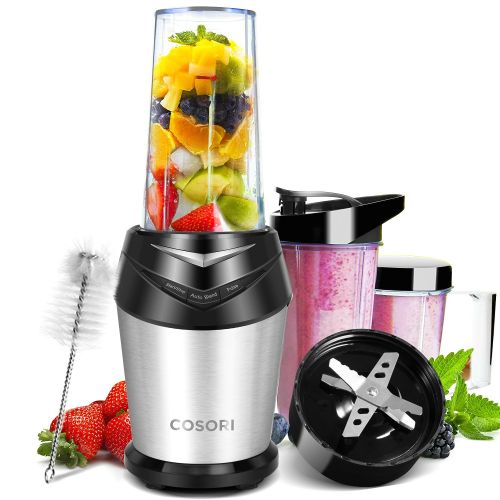  [아마존 핫딜]  [아마존핫딜]COSORI Cosori Standmixer Blender Smoothie Maker, Ice-Crusher 1000W, 23.000 U/min, Mixer mit 6 Edelstahlmesser, Inkl. 3 BPA-freie Tritan-Trinkflasche und Reinigungsbuerste, Schwarz/Silber