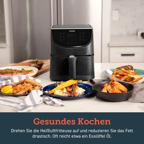  COSORI Heissluftfritteuse Friteuse Heissluft Fritteusen Air Fryer Aerofryer 3,5L mit grossem digitalem LED-Touchscreen, 11 Vor-Programmen, Vorheizen&Warmhalten, Shake-Modus, ohne OEl