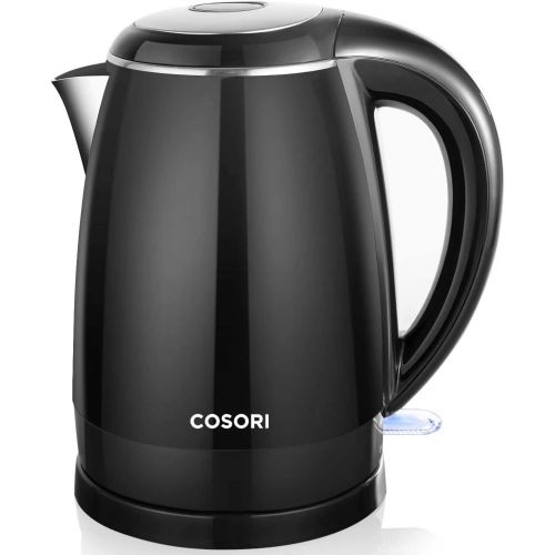  COSORI Wasserkocher Edelstahl Elektrischer Wasserkessel 1.7L mit Edelstahl Innenraum, Cool Touch, Auto-off & Trockenlaufschutz, Blaue Betriebsleuchte, breite OEffnung fuer einfache R