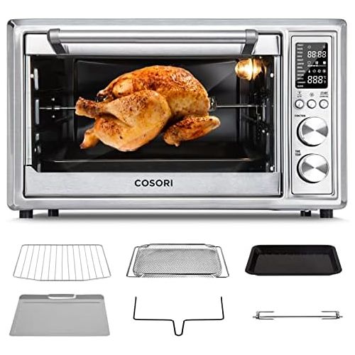  COSORI CO130-AO 12-in-1 Air Fryer Toaster Oven Combo Countertop Dehydrator for Chicken, Pizza and Cookies, Christmas Gift, 30L/31.7 QT, Silver