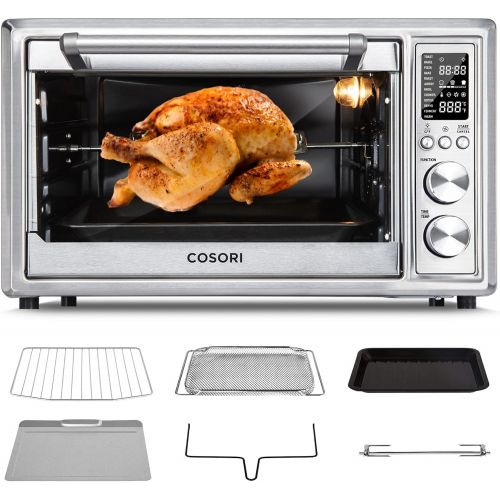  COSORI CO130-AO 12-in-1 Air Fryer Toaster Oven Combo Countertop Dehydrator for Chicken, Pizza and Cookies, Christmas Gift, 30L/31.7 QT, Silver