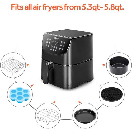  COSORI Air Fryer,Max XL 5.8 Quart,1700-Watt Electric Hot Air Fryers Oven & Oilless Cooker for Roasting,LED Digital Touchscreen & Air Fryer Accessories XL, Set of 6 Fit all 5.8Qt, 6