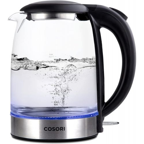  COSORI Electric Kettle with Stainless Steel Filter and Inner Lid, 1500W Wide Opening 1.7L Glass Tea Kettle & Hot Water Boiler, LED Indicator Auto Shut-Off & Boil-Dry Protection, BP