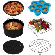 COSORI Air Fryer Accessories, Set of 6 Fit for Most 5.8Qt and Larger Oven Cake & Pizza Pan, Metal Holder, Skewer Rack & Skewers, etc, BPA Free, Nonstick Coating, Dishwasher Safe, B