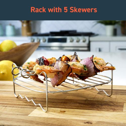  COSORI Air Fryer Accessories, Set of 6 Fit for Most 5.8Qt and Larger Oven Cake & Pizza Pan, Metal Holder, Skewer Rack & Skewers, etc, BPA Free, Nonstick Coating, Dishwasher Safe, B