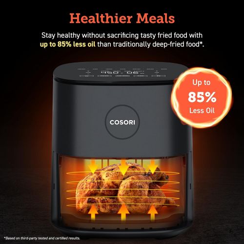  COSORI Air Fryer, 5 QT, 9-in-1 Airfryer Compact Oilless Small Oven, Dishwasher-Safe, 450℉ freidora de aire, 30 Exclusive Recipes, Tempered Glass Display, Nonstick Basket, Quiet, Fi