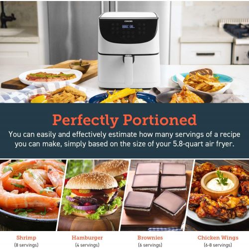  COSORI Air Fryer(100 Recipes, Rack & 5 Skewers),5.8QT Electric Hot Air Fryers Oven Oilless Cooker,11 Presets,Preheat& Shake Reminder, LED Touch Digital Screen,Nonstick Basket,1700W