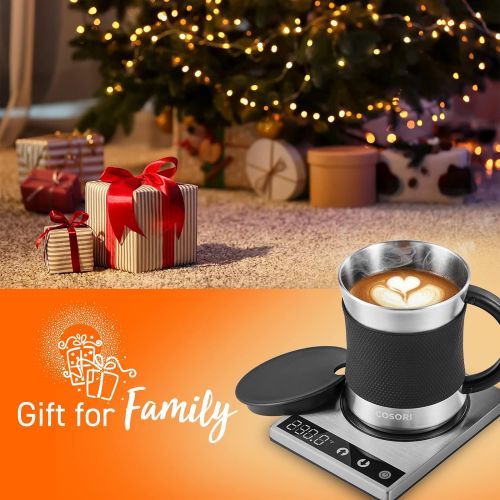  [아마존베스트]Cosori Coffee Mug Warmer & Mug Set Premium 24Watt Stainless Steel, Best Gift Idea, Office/Home Use Electric Cup BeveragePlate,Water,Cocoa,Milk