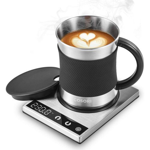  [아마존베스트]Cosori Coffee Mug Warmer & Mug Set Premium 24Watt Stainless Steel, Best Gift Idea, Office/Home Use Electric Cup BeveragePlate,Water,Cocoa,Milk