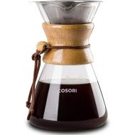[아마존베스트]COSORI Pour Over Coffee Maker, 8 Cup Glass Coffee Pot&Coffee Brewer with Stainless Steel Filter, High Heat Resistance Decanter, Measuring Scoop Included, 34 Ounce,Transparent