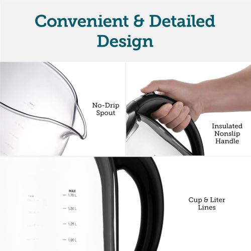  [아마존베스트]COSORI Electric Kettle Glass Hot Water Boiler & Tea Heater with LED Indicator Inner Lid & Bottom, Auto Shut-Off&Boil-Dry Protection, BPA Free,1.7L, Black