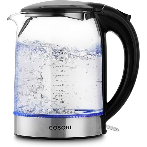  [아마존베스트]COSORI Electric Kettle Glass Hot Water Boiler & Tea Heater with LED Indicator Inner Lid & Bottom, Auto Shut-Off&Boil-Dry Protection, BPA Free,1.7L, Black