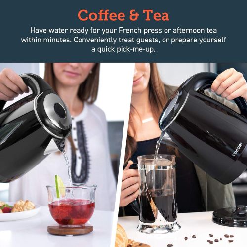  [아마존베스트]Electric Kettle, COSORI 1.8 Qt Tea Kettle, Double Wall 304 Stainless Steel BPA Free Hot Water Boiler, Auto Shut-Off and Boil-Dry Protection, Cordless, FDA/ETL/CETL Approved