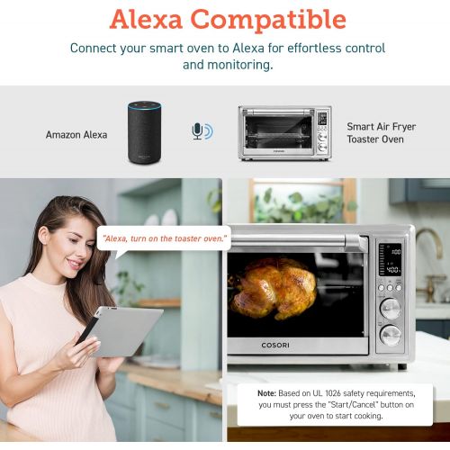  [아마존베스트]COSORI 12-in-1 Air Fryer Toaster Combo, Convection Countertop Oven with Rotisserie, Dehydrator & Pizza, 100 Recipes & 6 Accessories, 30L, 31.7 QT-Silver Smart