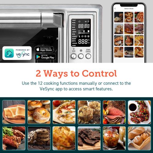  [아마존베스트]COSORI 12-in-1 Air Fryer Toaster Combo, Convection Countertop Oven with Rotisserie, Dehydrator & Pizza, 100 Recipes & 6 Accessories, 30L, 31.7 QT-Silver Smart