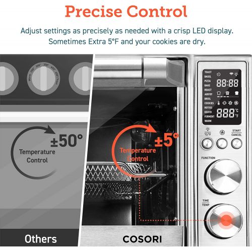  [아마존베스트]COSORI CO130-AO 12-in-1 Air Fryer Toaster Oven Combo, Countertop Dehydrator for Chicken, Pizza and Cookies, Christmas Gift, Work with Alexa, 30L, Silver