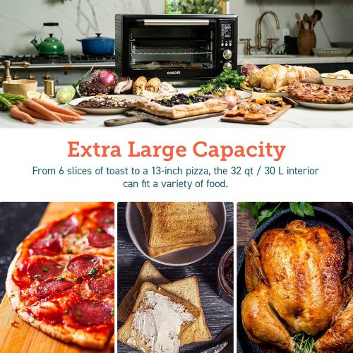  [아마존베스트]COSORI 12-in-1 Air Fryer Toaster Oven Combo, Countertop Rotisserie & Dehydrator for Chicken, Pizza and Cookies, 100 Recipes&6 Accessories Included, Work with Alexa&VeSync APP, 30L,