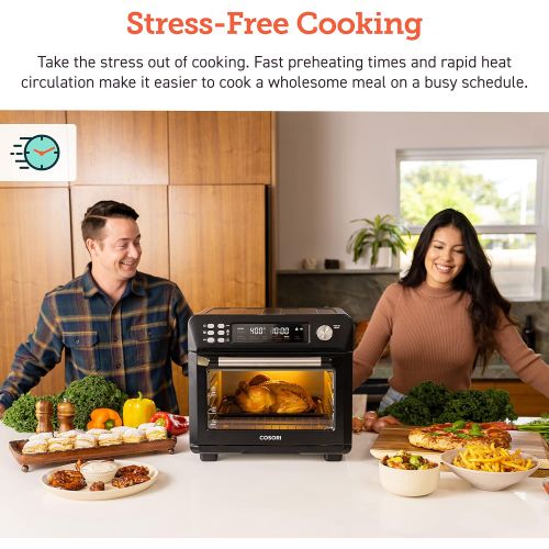  [아마존베스트]COSORI Smart 12-in-1 Air Fryer Toaster Oven Combo, Countertop Dehydrator for Chicken, Pizza and Cookies, Christmas Gift, Work with Alexa, 25L, Black