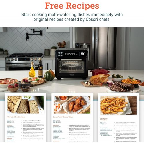  [아마존베스트]COSORI Smart 12-in-1 Air Fryer Toaster Oven Combo, Countertop Dehydrator for Chicken, Pizza and Cookies, Christmas Gift, Work with Alexa, 25L, Black