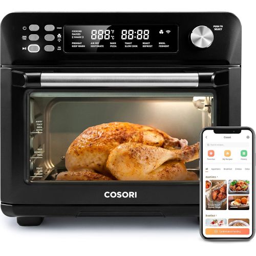  [아마존베스트]COSORI Smart 12-in-1 Air Fryer Toaster Oven Combo, Countertop Dehydrator for Chicken, Pizza and Cookies, Christmas Gift, Work with Alexa, 25L, Black