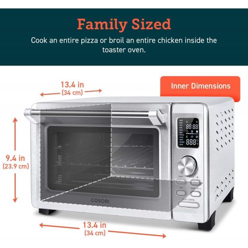  [아마존베스트]COSORI CO125-TO 11-in-1 Toaster Combo, Convection Countertop Oven with Rotisserie, Dehydrator & Pizza, 100 Recipes & 6 Accessories, 25L, Silver