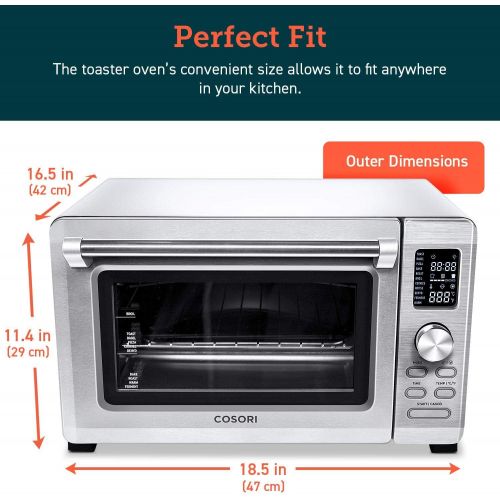 [아마존베스트]COSORI CO125-TO 11-in-1 Toaster Combo, Convection Countertop Oven with Rotisserie, Dehydrator & Pizza, 100 Recipes & 6 Accessories, 25L, Silver